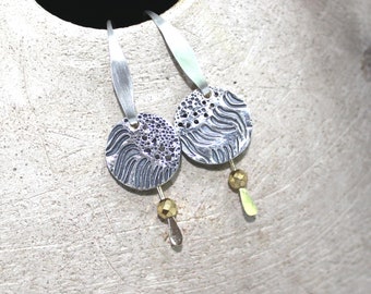 Silver Earrings, Sterling Silver, Silver Gold, Fine Silver, Simple Silver Earrings, Textured,  Sunflower, Lightweight - Sunflower Daze