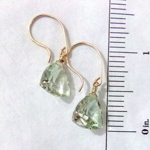 Green Amethyst Earrings, Prasiolite, Gold Earrings, Natural Green Amethyst, Pale Green, AAA Natural Gemstone, Sage, Gift Spring Rain image 6