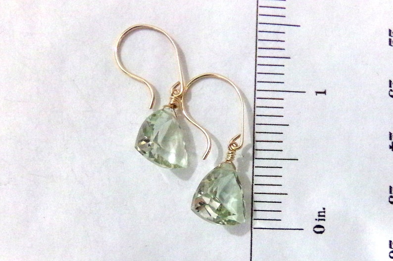 Green Amethyst Earrings, Prasiolite, Gold Earrings, Natural Green Amethyst, Pale Green, AAA Natural Gemstone, Sage, Gift Spring Rain image 6