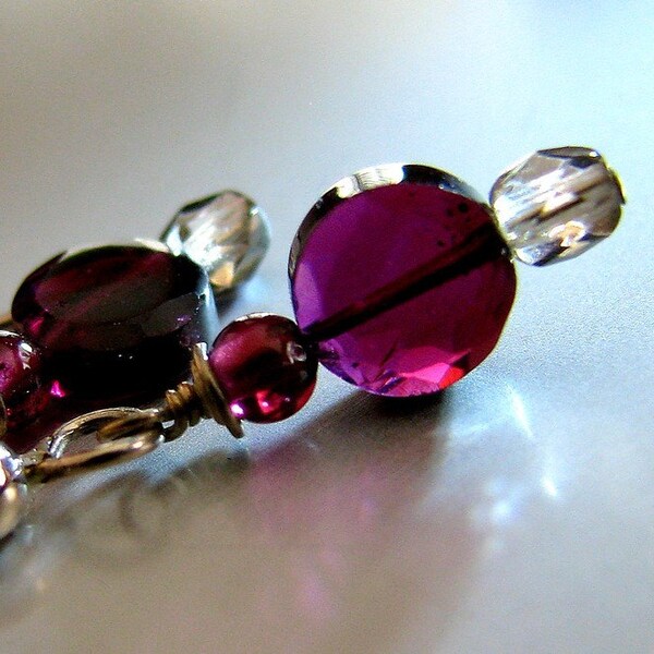 Garnet Earrings, Red Garnet Earrings, Sterling Silver, Garnet Gemstone, January Birthstone - Pomegranate