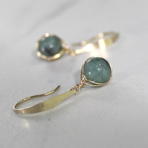 Emerald Earrings, Natural Emerald Earrings, Gold Earrings, Emerald Gemstone, Green Earrings, May Birthstone Earrings, Wrapped - Edens Green