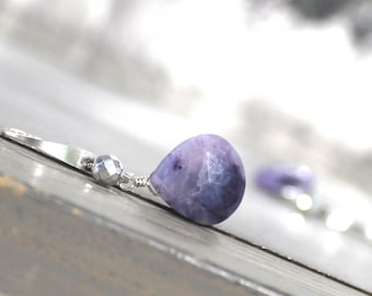 Purple Earrings, Sterling Silver Earrings, Gemstone Earrings, Tiffany Stone Earrings, Purple Gemstone Earrings, Silver, Lavender - Into Dusk