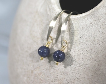 Sapphire Earrings, Blue Sapphire, Blue Gold, Natural Sapphire Gemstone, Blue Earrings September Birthstone Earrings - Blue Jean Baby