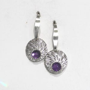 Purple Amethyst Earrings, Natural Gemstone , Sterling Silver, Fine Silver, Amethyst Gem Lightweight February Birthstone - Spring Lilac