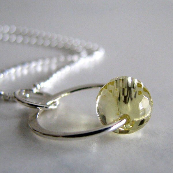 Citrin Collier, November Birthstone, Sterling Silber, Gold, Champagner-Edelstein, einfache, kleine, handgefertigte Mode