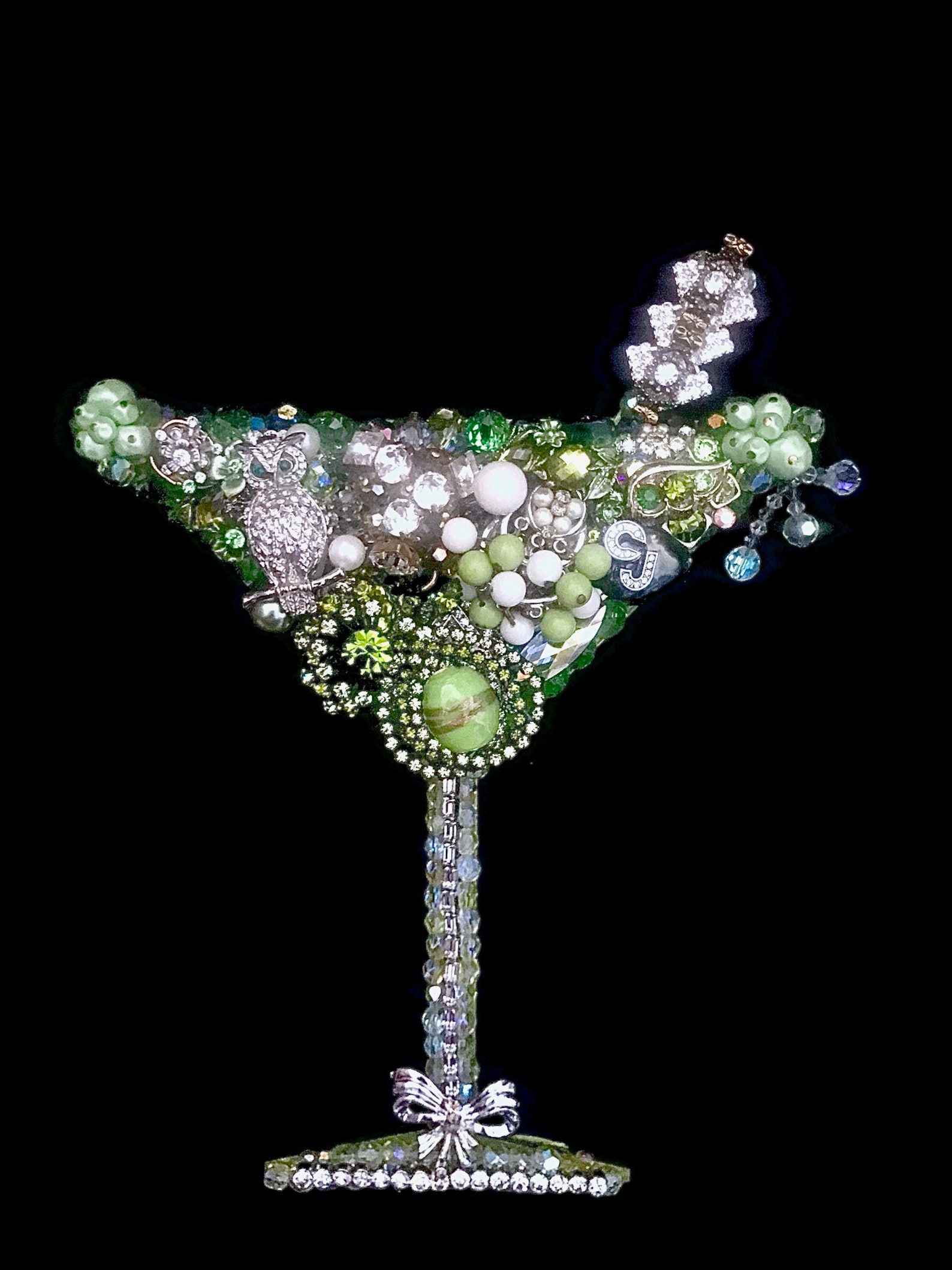 Martini Glass Vintage Jewelry Art Martini Cocktail Wall Art Etsy