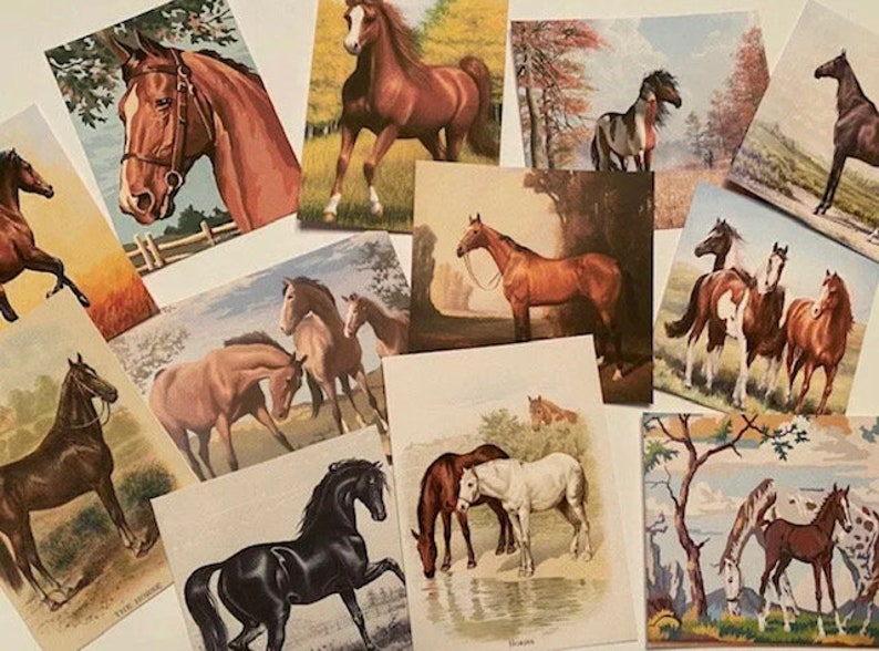 Vintage Style HorseHorses CARDSDIE CUTSGift Tags 24 Piece-12 Styles-Junk Journals-Journal supply-Card Making