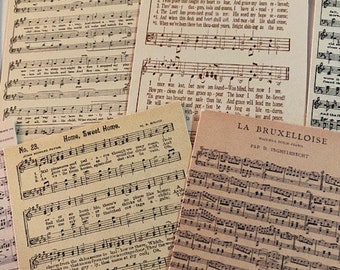Vintage Style Die Cuts/Gift Tags Sheet Music-Music Ephemera-48 Piece Music-Tea Stain Look