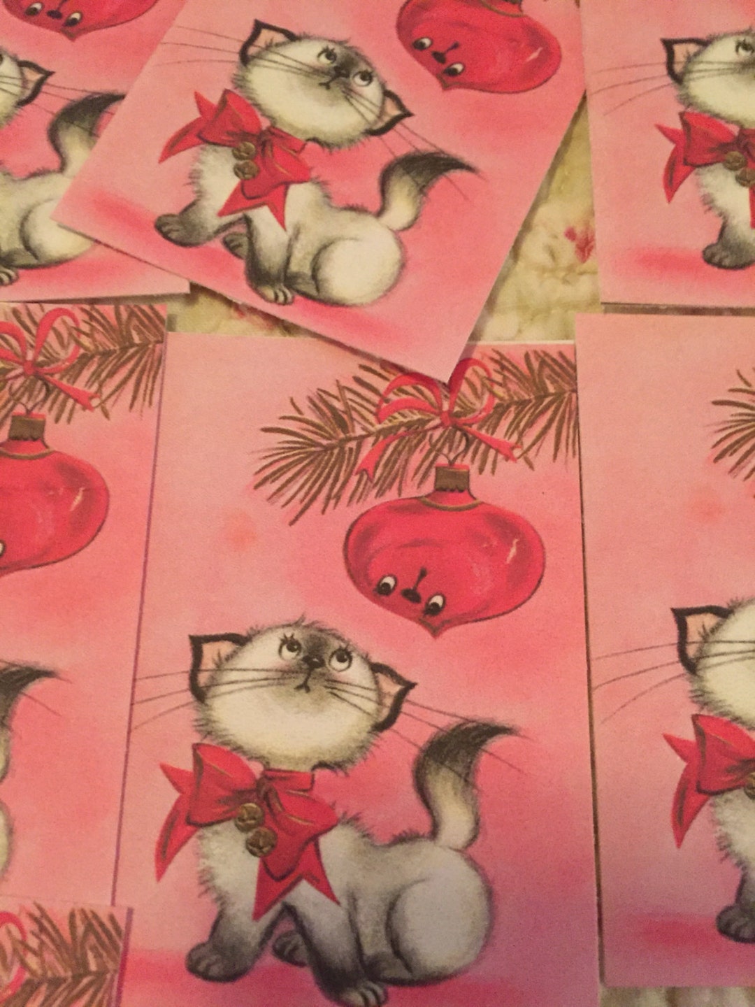 Christmas Die Cuts-12 Pink Adorable Kitty Cat Die Cuts/gift - Etsy