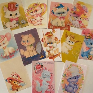 Vintage Style Cat Die Cuts-tags-24 Adorable Kitty Cat Die Cuts/Gift Tags-Cats In Hats & More image 2