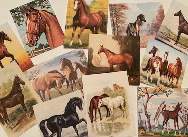 Vintage Style HorseHorses CARDSDIE CUTSGift Tags 24 Piece-12 Styles-Junk Journals-Journal supply-Card Making