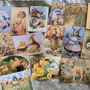 Cortes de Páscoa vitorianos estilo vintage/etiquetas de presente 21 peças-Fazer cartões-Suprimentos para diário
