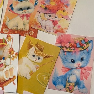 Vintage Style Cat Die Cuts-tags-24 Adorable Kitty Cat Die Cuts/Gift Tags-Cats In Hats & More image 4