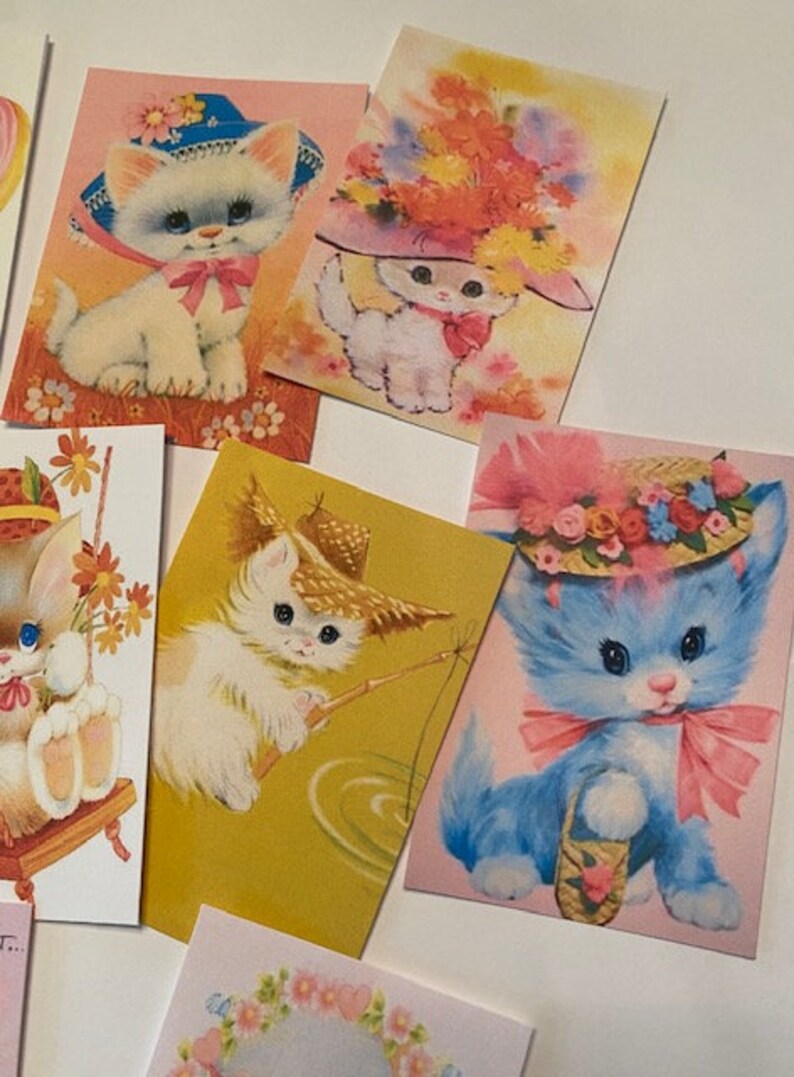Vintage Style Cat Die Cuts-tags-24 Adorable Kitty Cat Die Cuts/Gift Tags-Cats In Hats & More image 4