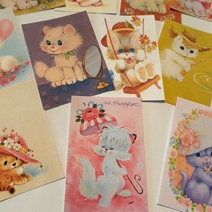Vintage Style Cat Die Cuts-tags-24 Adorable Kitty Cat Die Cuts/Gift Tags-Cats In Hats & More image 5