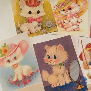 Vintage Style Cat Die Cuts-tags-24 Adorable Kitty Cat Die Cuts/Gift Tags-Cats In Hats & More image 1