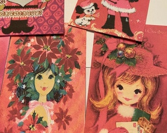 Vintage Retro Christmas Bright Hippy 1960's Colors- Die cuts/Gift Tags So Fun- 32 Pieces Card making
