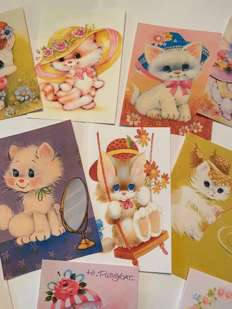 Vintage Style Cat Die Cuts-tags-24 Adorable Kitty Cat Die Cuts/Gift Tags-Cats In Hats & More image 3