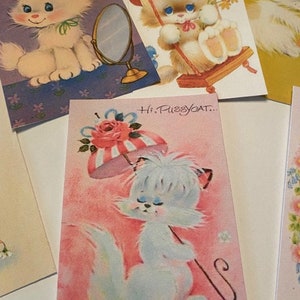 Vintage Style Cat Die Cuts-tags-24 Adorable Kitty Cat Die Cuts/Gift Tags-Cats In Hats & More image 7