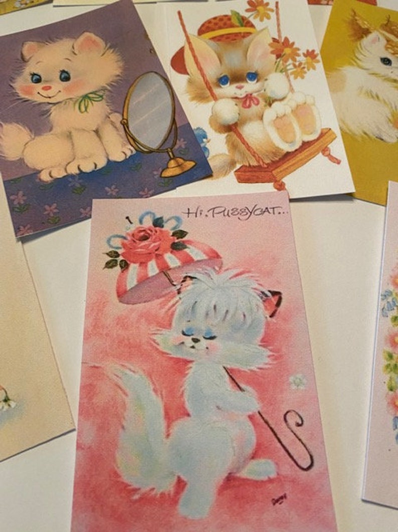 Vintage Style Cat Die Cuts-tags-24 Adorable Kitty Cat Die Cuts/Gift Tags-Cats In Hats & More image 7