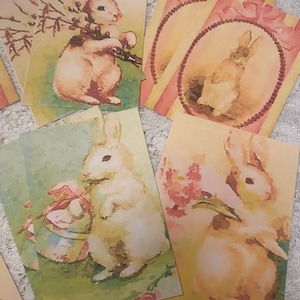 Vintage Style Victorian Watercolor Easter Bunny~Rabbit -Cards/DIE CUTS/Gift Tags 24 Piece-Card Making-Craft Supply-Make A banner