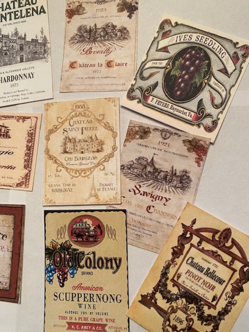 Wine Labelsvintage Style Wine Labels/die Cuts/gift Etsy