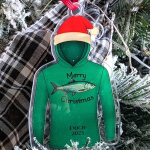 Ornement de pêcheur personnalisé : nom et année personnalisés, souvenir en acrylique