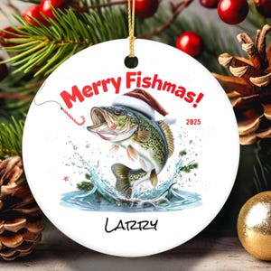 Personalized Bass Fishing Christmas Ornament: 2025 Fisherman Gift