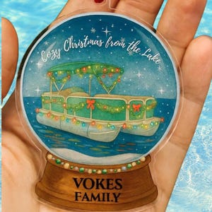 Custom Christmas Pontoon Boat Ornament, Personalized Lake Life Keepsake 2025, Gift for Boat Lover, Lake House, Camping Lover, boating gift