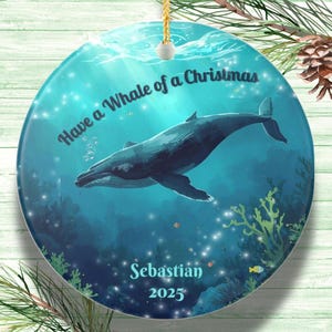 Personalized Whale Christmas Ornament: 2025 Holiday Keepsake
