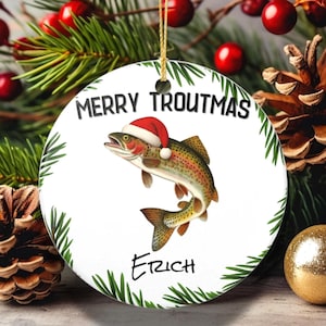 Funny Trout Fishing Ornament for Fisherman, Christmas Decor, Unique Gift, Holiday Keepsake, Personalized fishing Decoration, 2025 Keepsake