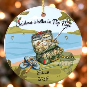 Personalized Fishing Christmas Ornament: Coastal Holiday Keepsake