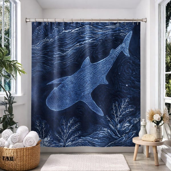 Kust Douchegordijn Blauwe Oceaan Badkamer Decor Walvishaai Nautische Badkamer Set Strand Huis Badgordijn Zeeleven Badkamer