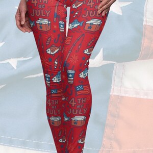 Patriotic Leggings: Retro USA Flag, 4th of July Activewear