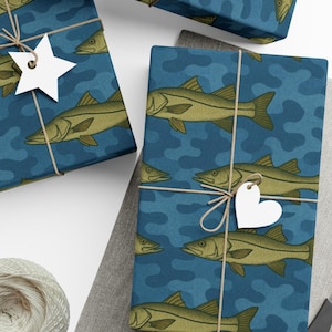 Snook Fish Pattern Gift Wrap Papers, Eco-Friendly Wrapping Paper, Fishing Theme, Birthday Parties, Holidays, Gift Wrapping Supplies, Unisex