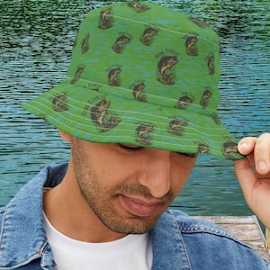 Vintage Hook Bass Kicker, Retro Fishing Bucket Hat, Fisherman Gift, Lake Life Hat, Boat Captain Hat, Outdoor Vacation Hat, Sun Hat