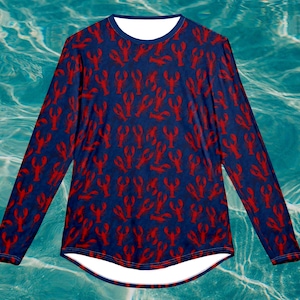 Men’s Lobster UV Shirt, Long Sleeve Sun Shirt for Beach, Boating, Fishing, Summer Gift for Dad, Moisture Wicking shirt Tee, fishing gift,