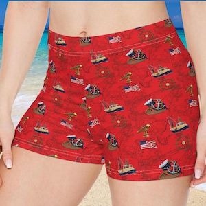 Nautical Women&#39;s Shorts: USA Beachwear Booty Shorts