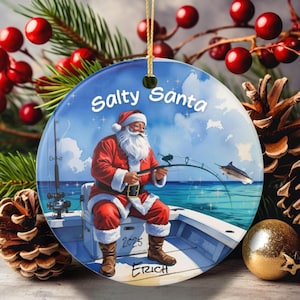 Personalized Salty Santa Fishing Ornament: 2025 Custom Keepsake