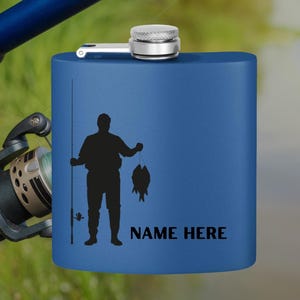 Personalized Fishing Flask for Dad, Custom 6oz Stainless Steel Water Bottle, Gift for Fishermen, Outdoor Adventure Gear, Father&#39;s Day Gift
