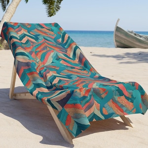 Boho Tropical Mermaid Beach Towel, Vibrant Vacation Towel, Summer Ready Towel, Pool gift, Gift for Beach Lovers, mermaidcore, Mermaid gift