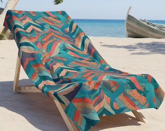 Serviette de plage tropicale bohème, serviette de vacances sirène vibrante
