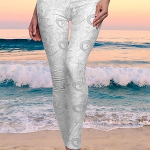 Verträumte Monochrome Mermaid Lässige Leggings für Frauen, Stilvolle Active Wear, Yogahose, Gemütliche Loungewear, Geschenk für Sie, Mermaid Liebhaber Geschenk