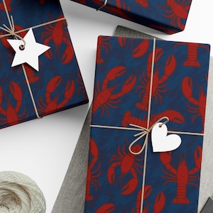Lobster Print Gift Wrap Paper, Nautical Party Supplies, Ocean Theme Wrapping Paper, Seafood Lover Gift Wrap, Baby Shower, Summer Decor