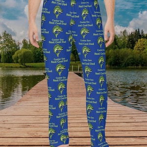 Cool Dad Cooler Son Pajama Pants, Funny Lounge Pants for Dads, Father&#39;s Day Gift, Birthday Gift for Dad, Relaxed Fit Blue Sleepwear