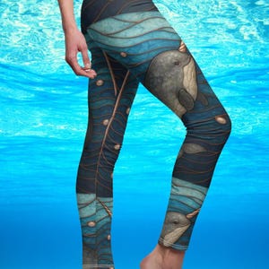 Narwhal  Leggings, Yoga Biking Beach Pants, VSCO Coastal Gift for Her, Whale Lovers, Marine Life lover, yoga leggings, Running leggings