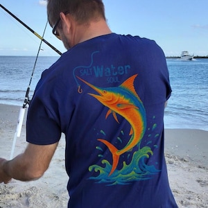 Marlin T-Shirt, Unisex Fishing Fish, Fishing Gift, Gift for Dad, Vacation Shirt, Fathers Day Gift, Comfort Colors fishing shirt, boating tee