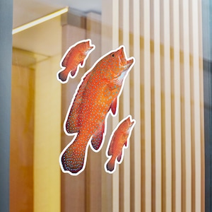 Vibrant Grouper Fish Kiss-Cut Vinyl Decals, Waterproof Stickers for Laptops, Water Bottles, Car Decor, Marine Life Gifts, Fishing Decor