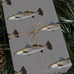 Trout Fishing Wrapping Paper | Fish Gift Wrap for Anglers | Outdoorsman Gift Wrap | Fly Fishing Paper | Fisherman Birthday Wrap