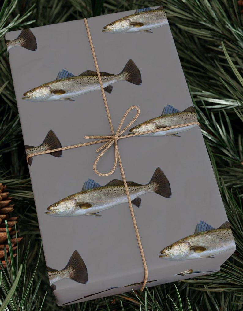 Trout Fishing Wrapping Paper | Fish Gift Wrap for Anglers | Outdoorsman Gift Wrap | Fly Fishing Paper | Fisherman Birthday Wrap
